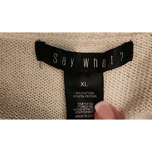 Say What? Womens Sweater Vest XL Beige Pink Hearts Academic Preppy - Picture 3 of 7